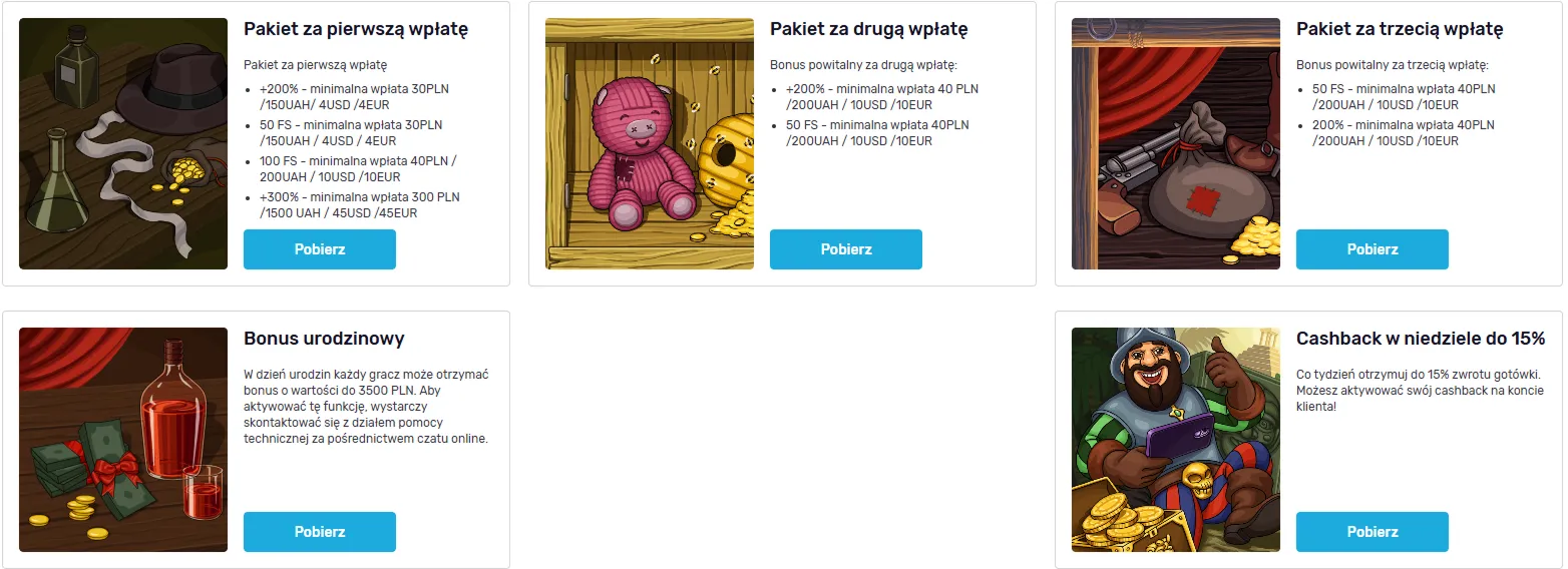 Pakiet trzech depozytów i darmowe spiny w danych Pakiet trzech depozytów i darmowe spiny w danych